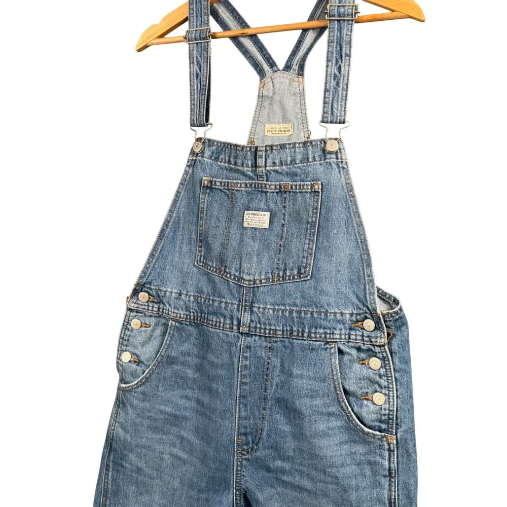 Levi's Premium Denim Overalls Womens Medium Blue Casual Workwear Dungarees - Picture 3 of 11